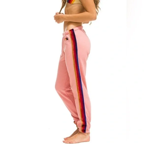 Aviator Nation Classic Pullover Hoodie & Classic Sweatpants Velvet Stripes Set